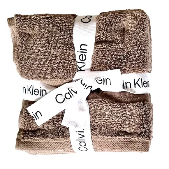 Calvin Klein 4 Pc Wash Set 100% Cotton Light Brown Taupe Eco Friendly Soft  NWT - Picture 5 of 5